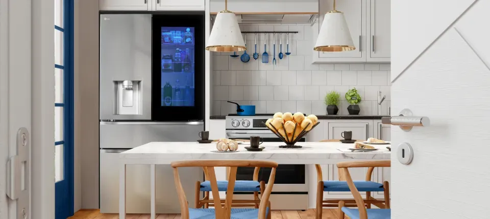 LG Smart Refrigerator InstaView panel shows integration benefits for convenience and kitchen management.